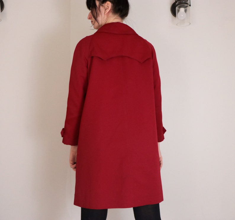 1960's Red Swing Coat/ Vintage Trench Coat/ Mod Swing Coat/ Forecaster of Boston/ Mad Men/ Marvelous Ms. Maisel/ Jackie O/ Woven Polyester image 7