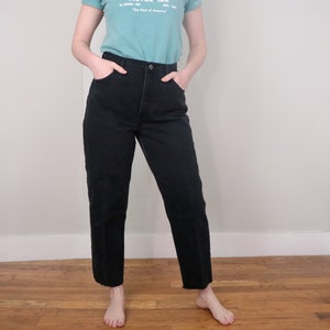 Jean noir taille haute des années 1990/Jeans vintage jambe droite à ourlet brut/pantalon St. John's Bay coupe décontractée/100 % coton/30 taille image 1