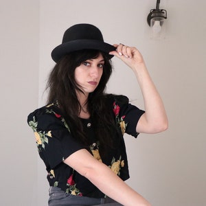 Vintage Akubra Derby Bowler Hat/ Handcrafted Australian Akubra Hat/ Unisex Traditional Black Bowler/ 100% Pure Fur Felt Wool/ Size 56