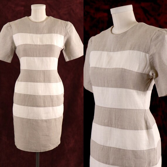 1980's Minimalist Dress/1980's Linen Dress/1980's