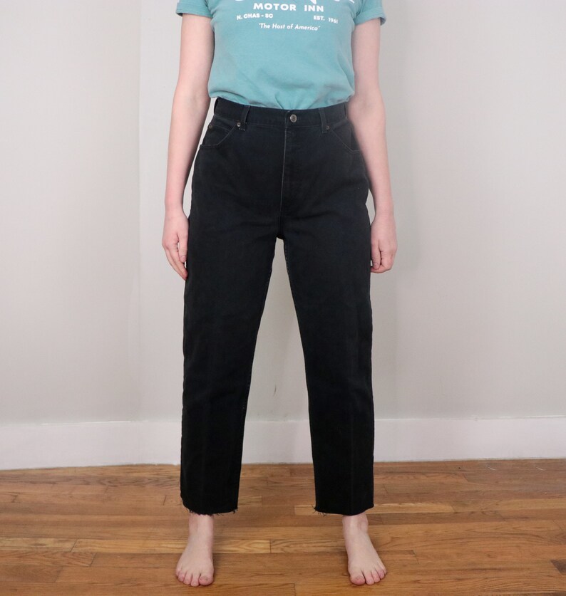 Jean noir taille haute des années 1990/Jeans vintage jambe droite à ourlet brut/pantalon St. John's Bay coupe décontractée/100 % coton/30 taille image 3