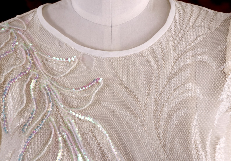 1980/'s Evening DressMermaid Evening DressWhite Evening GownSequined Evening GownSheer Evening DressChiffon Evening DressSize Small