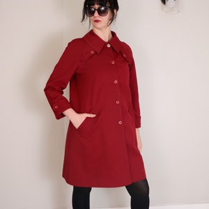 1960's Red Swing Coat/ Vintage Trench Coat/ Mod Swing Coat/ Forecaster of Boston/ Mad Men/ Marvelous Ms. Maisel/ Jackie O/ Woven Polyester image 1