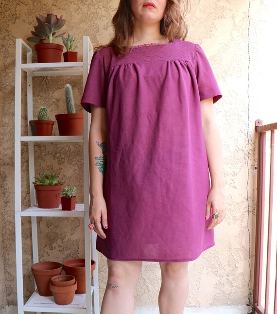 1970's Mini Dress/Dusty Rose Dress/1970's Shift Mi