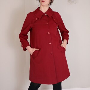 1960's Red Swing Coat/ Vintage Trench Coat/ Mod Swing Coat/ Forecaster of Boston/ Mad Men/ Marvelous Ms. Maisel/ Jackie O/ Woven Polyester image 6