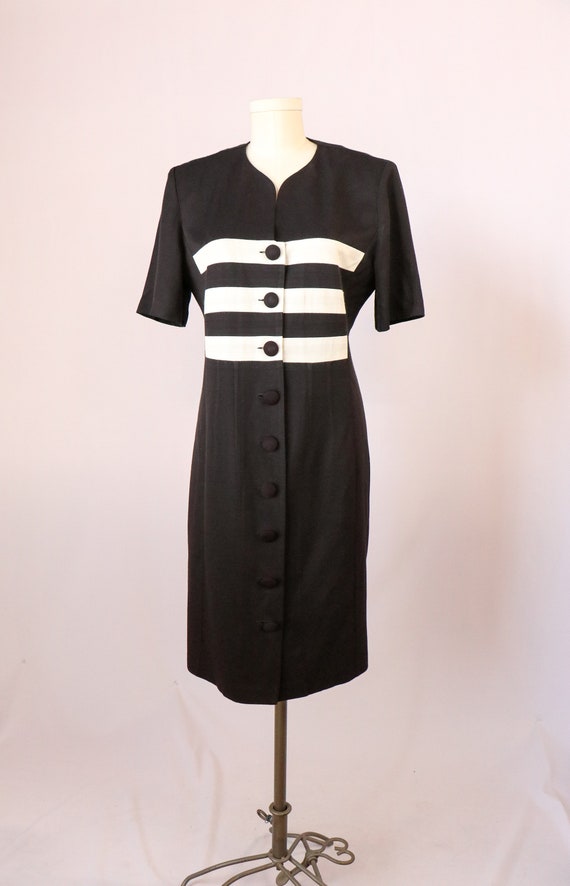 1980's Minimalist Dress/1980's Black And White Dre