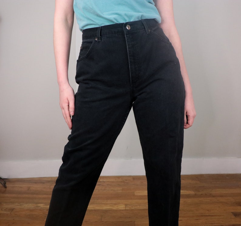 Jean noir taille haute des années 1990/Jeans vintage jambe droite à ourlet brut/pantalon St. John's Bay coupe décontractée/100 % coton/30 taille image 4