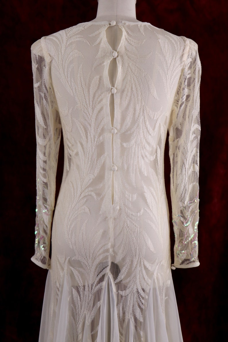1980/'s Evening DressMermaid Evening DressWhite Evening GownSequined Evening GownSheer Evening DressChiffon Evening DressSize Small