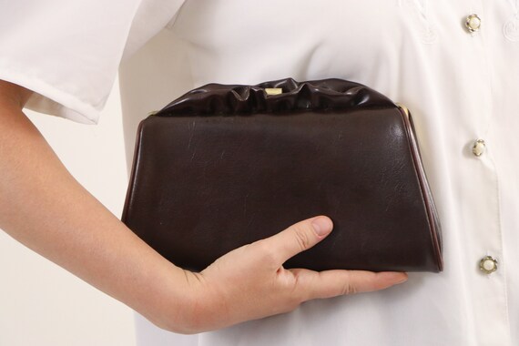 1980's Brown Clutch/Faux Leather Clutch/1980's Br… - image 3