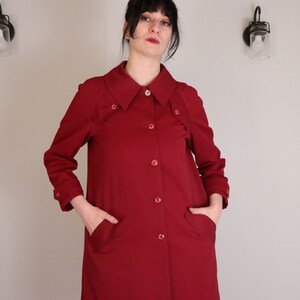 1960's Red Swing Coat/ Vintage Trench Coat/ Mod Swing Coat/ Forecaster of Boston/ Mad Men/ Marvelous Ms. Maisel/ Jackie O/ Woven Polyester image 4