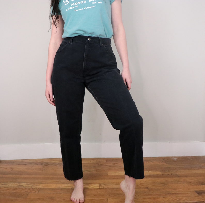 Jean noir taille haute des années 1990/Jeans vintage jambe droite à ourlet brut/pantalon St. John's Bay coupe décontractée/100 % coton/30 taille image 2