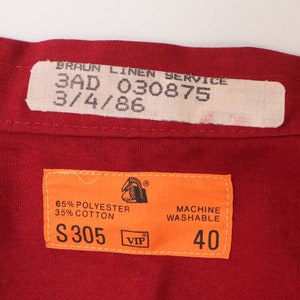 SALE 1980s Ultra Minimalist Linen Shirt/ Men's Vintage Red Cotton Shirt/ Unisex Nehru Collar/ Crisp Shirt with Pockets/ Men's Size Medium image 10
