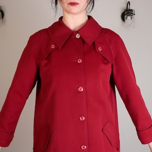 1960's Red Swing Coat/ Vintage Trench Coat/ Mod Swing Coat/ Forecaster of Boston/ Mad Men/ Marvelous Ms. Maisel/ Jackie O/ Woven Polyester image 8