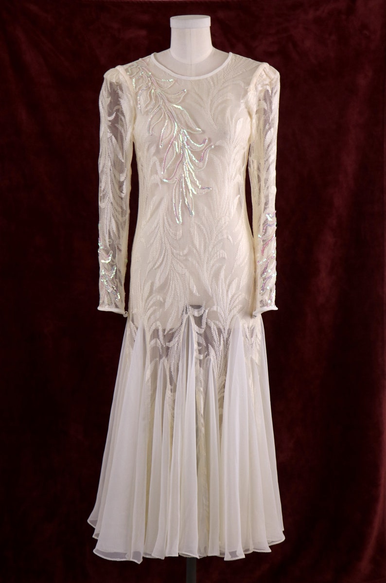 1980/'s Evening DressMermaid Evening DressWhite Evening GownSequined Evening GownSheer Evening DressChiffon Evening DressSize Small