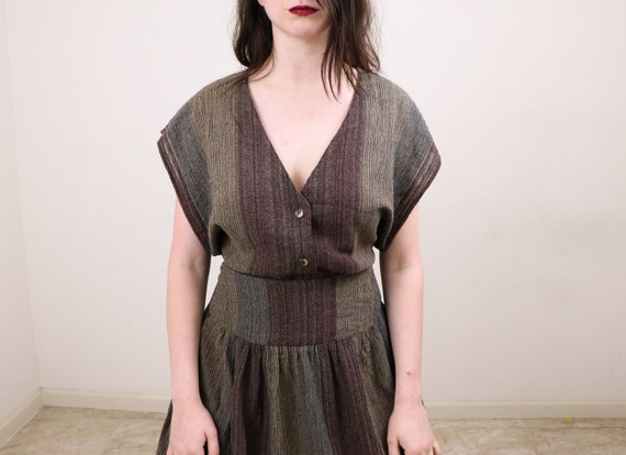 1980's Two Piece Skirt Set/1980's Minimalist Cloth