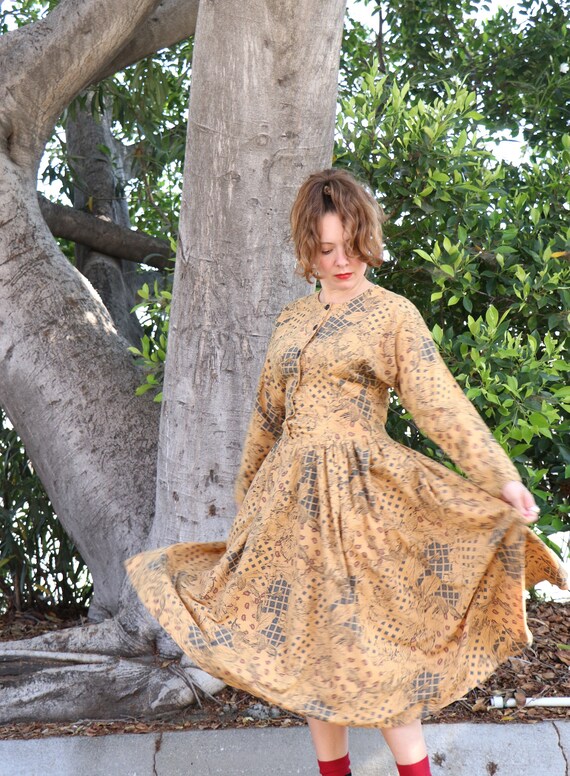 1980's Dolman Sleeve Dress/1980's Cotton Dress/198