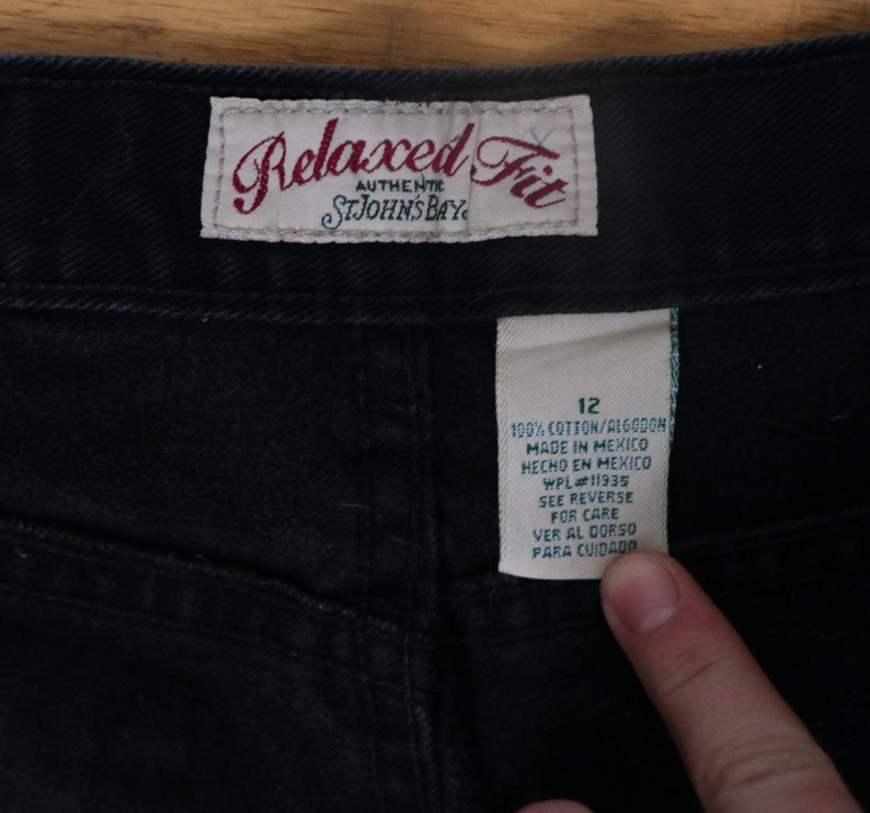 Jean noir taille haute des années 1990/Jeans vintage jambe droite à ourlet brut/pantalon St. John's Bay coupe décontractée/100 % coton/30 taille image 9