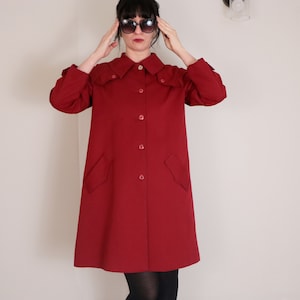 1960's Red Swing Coat/ Vintage Trench Coat/ Mod Swing Coat/ Forecaster of Boston/ Mad Men/ Marvelous Ms. Maisel/ Jackie O/ Woven Polyester image 3