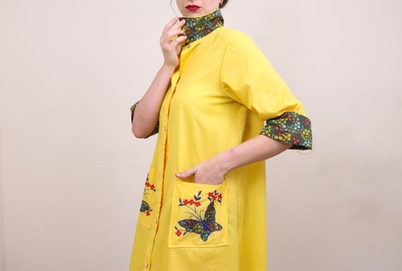 1970's Butterfly Dress/1970's House Dress/1970's H