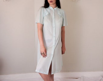 Vintage Slip Dress/ 1960s Gilead Nighty/ Made in the USA/ Flowy Dress with High Collar/ Nehru Collar Slip Dress
