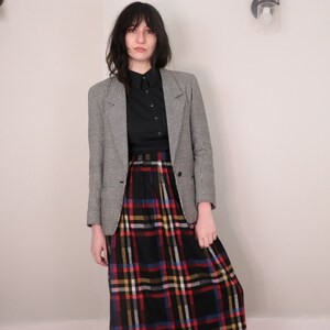 1990s Fitted Blazer/ Vintage Black and White Plaid Blazer/ Peabody House Blazer Small image 9