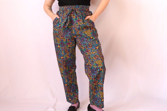1980's Abstract Pants/1980's High Waist Pants/80's