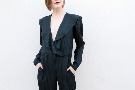 1980's Black Jumpsuit/1980's Jumpsuit with Pocket… - image 1