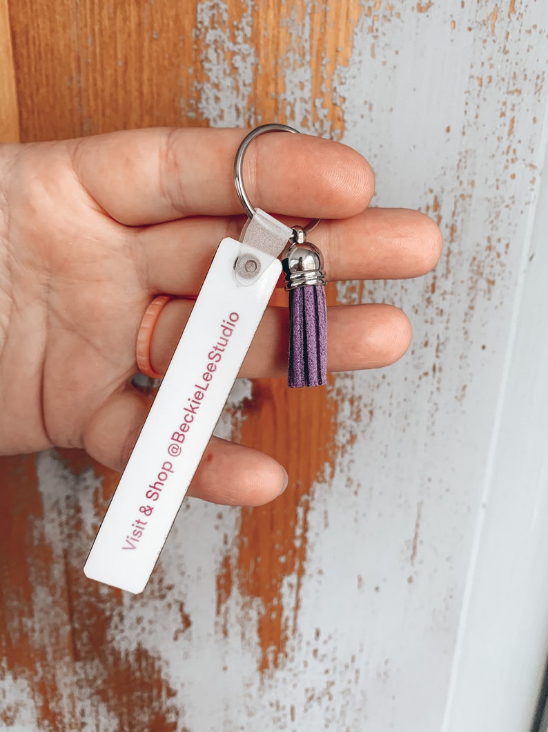Customized Business Card Keychains Double Sided Biz Keychain Etsy