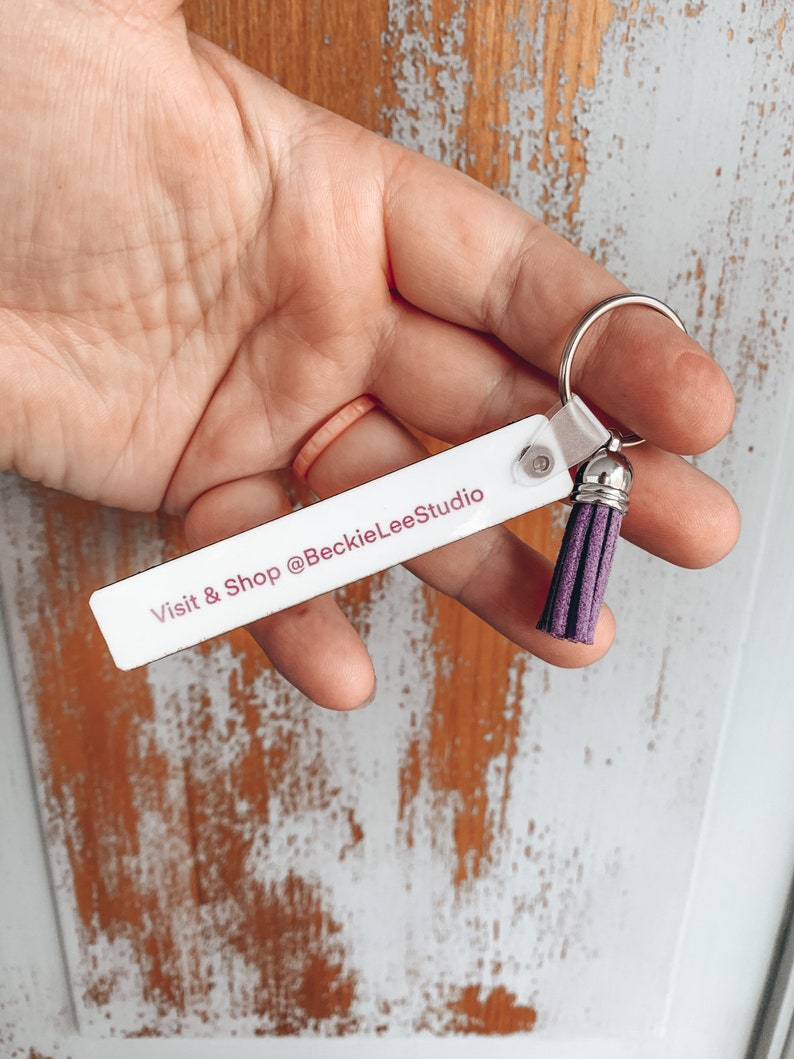 Customized Business Card Keychains Double Sided Biz Keychain Etsy