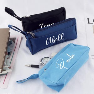 Gepersonaliseerde pennenetui, pennenhouder met monogram, vaderdagcadeau, schoolbenodigdheden, potloodtas met ritssluiting, cadeau vader, einde schooljaar, cadeau voor student