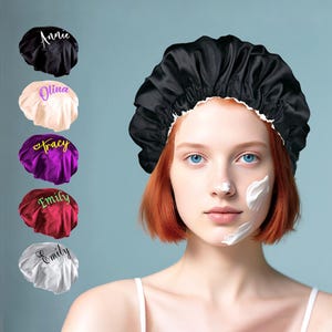 Personalized Sleep Bonnets,Reversible Satin Bonnets For Women,Curly Hair Bonnets,Satin Natural Hair Bonnets,Double Layer Silky Satin Bonnets