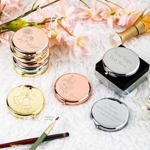 Personalized Compact Mirror with Birth Flower,Collapsible Mirror,Bridesmaid Proposal,Engraved Pocket Mirror,Birthday Gifts,Custom Name Gifts