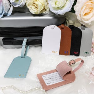 Personalized Vegan Leather Luggage Tag,Custom Travel Accessories,Bridesmaid Gifts,Honeymoon,Wedding Gift, Gifts For Her,Bachelorette Party