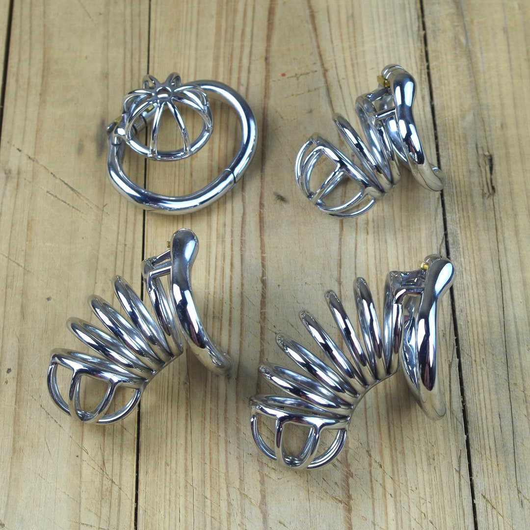 Male Chastity Device With Flexible Curve Cock Ring Stainless Etsy