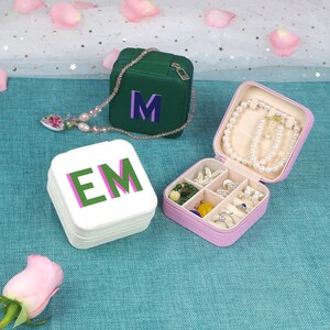 Portagioielli da viaggio Shadow Monogram, organizer per portagioielli con stampa personalizzata, regalo per damigelle d'onore, regalo di compleanno per ragazze e donne, regalo di San Valentino