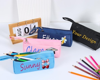 Personalized Pen Case: Monogrammed Zipper Pencil Bag - School Supplies