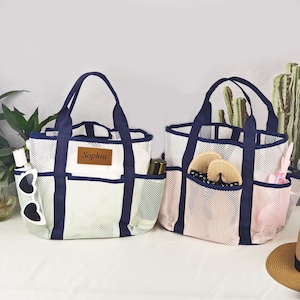 Personalisierte Strand Tragetasche,Strand Mesh Tasche,Mädchen Reise Kulturtasche, Benutzerdefinierte Griff Tasche,Bachelorette Party Tasche,Party Favor Bag,Brautjungfer Geschenk