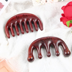 Personalized Massage Comb,Engraved Wood Comb,Sandalwood Head Massage Comb,Wedding Bridesmaid Gifts,Anniversary Gift for Her,Gift for Mom