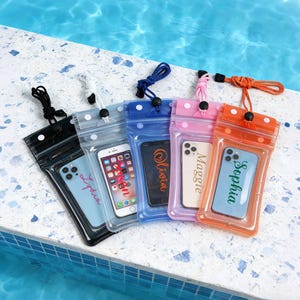 パーソナライズされた防水携帯電話ポーチ：カスタム名入れ旅行アクセサリー
