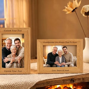 Anpassad fotoram för morföräldrarnas dag, personlig fotoram för mormor/morfar, graverad träram med barnbarnsnamn
