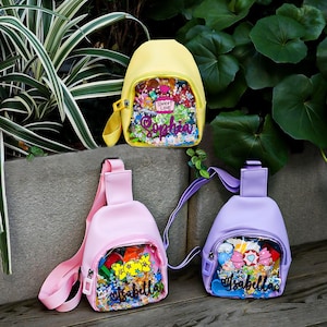 Marsupio glitterato personalizzato per bambini: borsa a tracolla con nome personalizzato