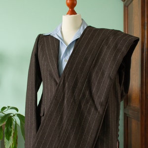 1960s 1970s Groovy Brown two piece Pinstripe suit