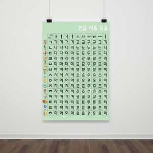 Korean Language hangul Poster, Wall Art,Classroom Decor, Playroom Decor,Bedroom Wall Art,Bathroom Wall Art, Kids Poster