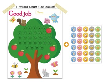 TREE Reward Chart for kids- Good parenting solution- Chore Chart for kids- Responsibility Chart