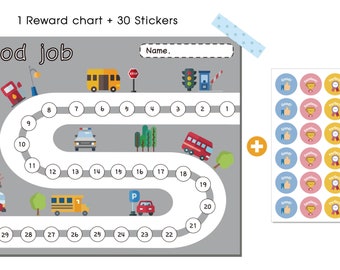 CARS Reward Chart for kids- Good parenting solution- Chore Chart for kids- Responsibility Chart