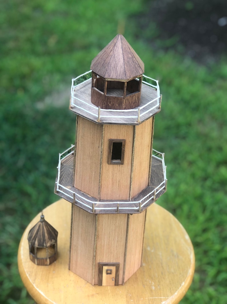 Natural Wood Lighthouse Model - Etsy