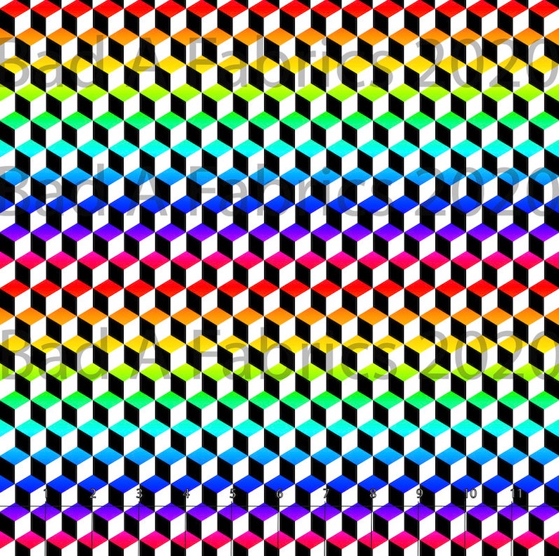 Rainbow Fabric Cotton Lycra St Patricks Day Fabric PUL Jersey Knit Spring Bamboo Fabric Rainbow Cubes Fabric Liverpool