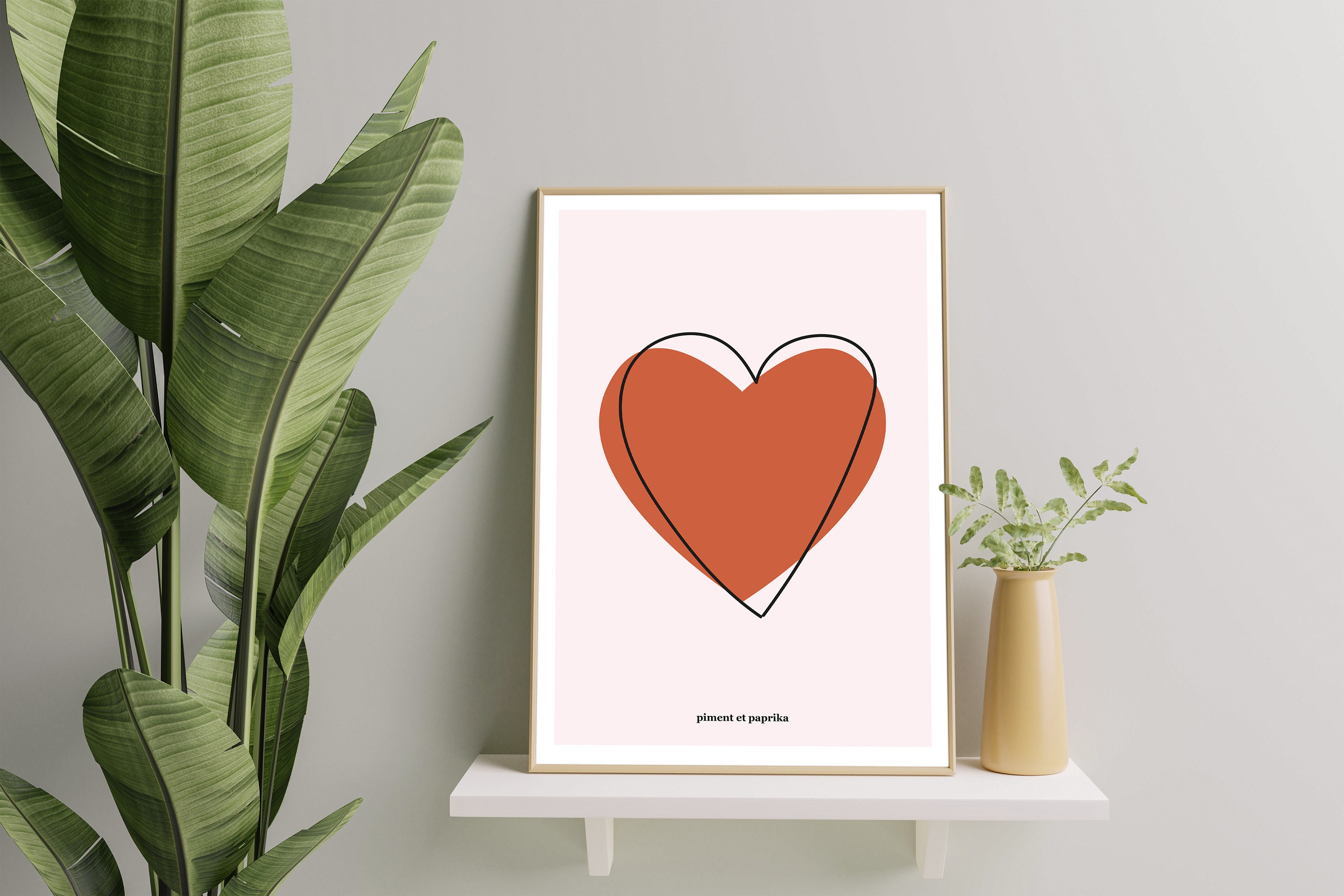 Affiche Décoration Coeur sur Coeur - Rouge et Noir A4