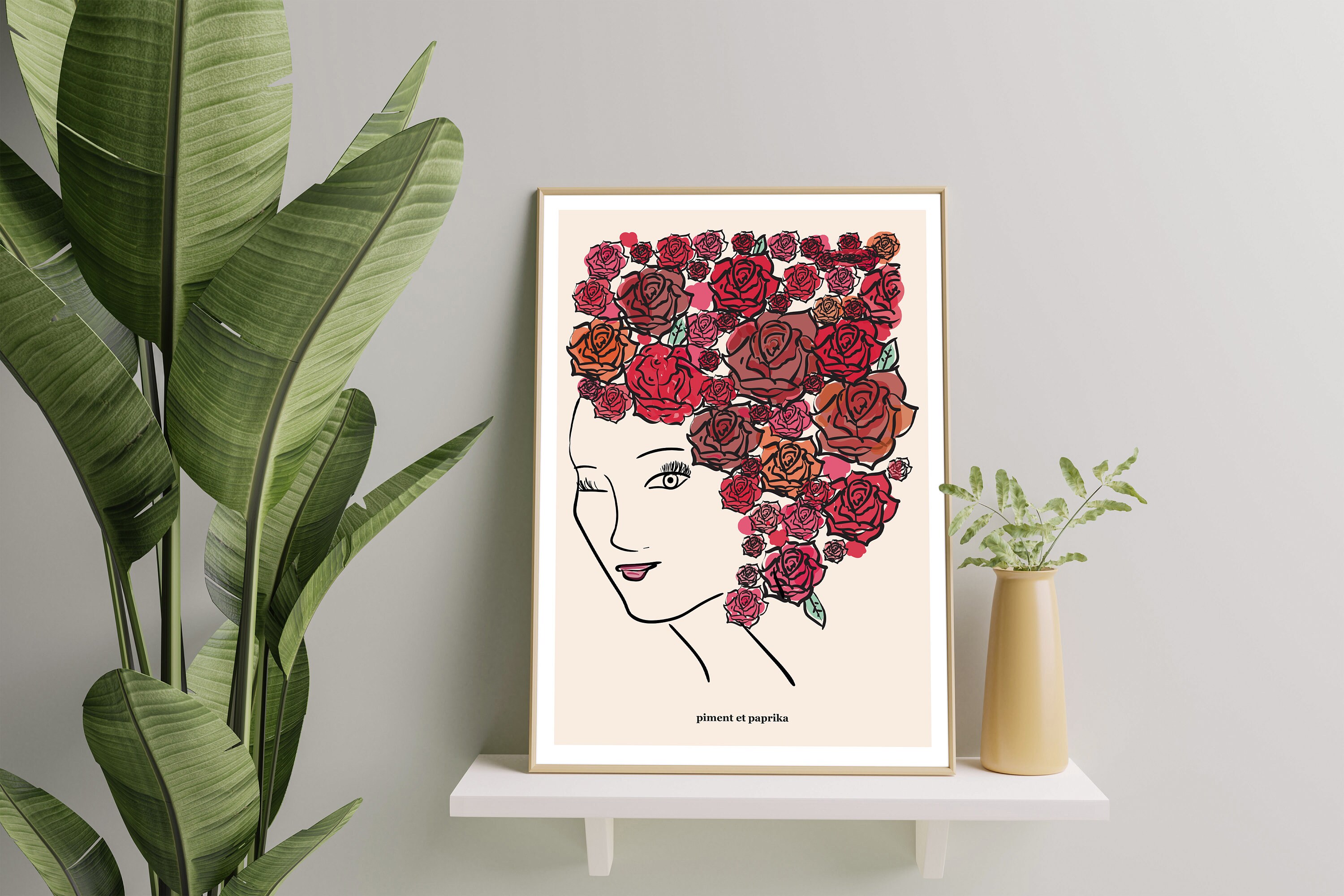 Affiche Décoration Roses & Beauty - Femme avec Des Roses A4