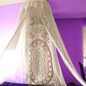 Antique lace CUSTOM canopy/ vintage lace canopy/ Wedding photoshot/ boho canopy/ home decor/romantic room decor/ bed decor